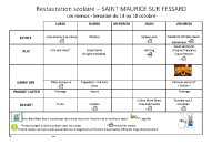 Menus du 14 au 18 octobre