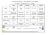 Menus du 7 au 11 octobre