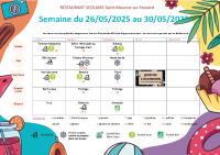 Menus du 26 au 28 mai