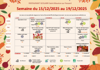 Menus du 15 au 19 Décembre